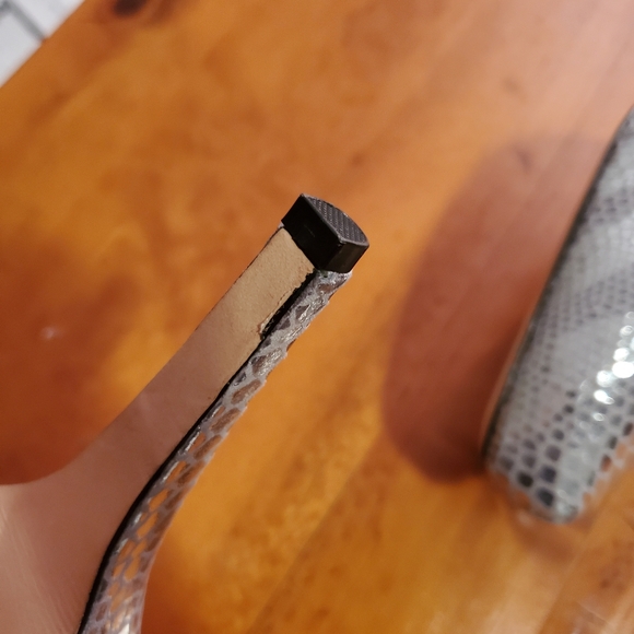 White House Black Market Silver Snakeskin Heels - Picture 8 of 8